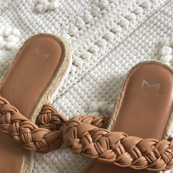 Marc Fisher LTD Jaimee Tan Leather Double Braided Espadrilles Sandals Shoes 7.5 - Picture 5 of 8